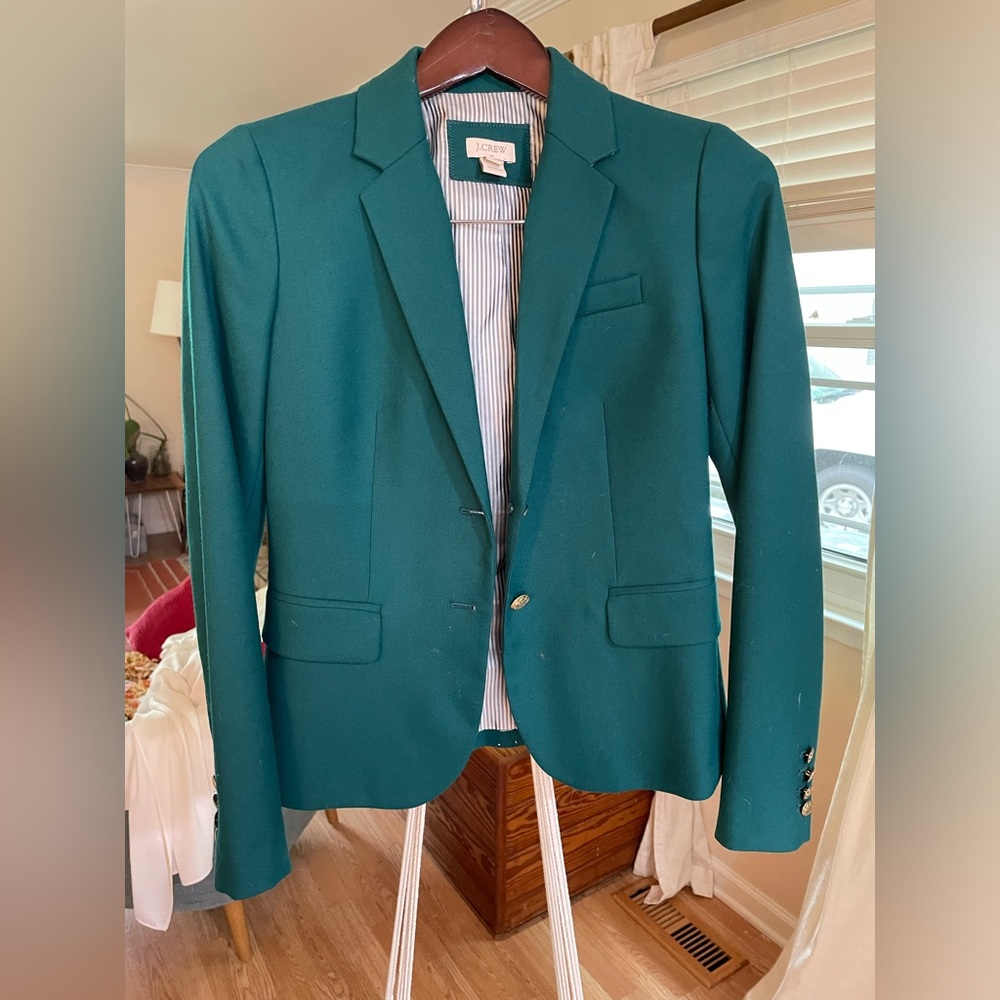 J Crew women’s dark forest green lined blazer Womens 2